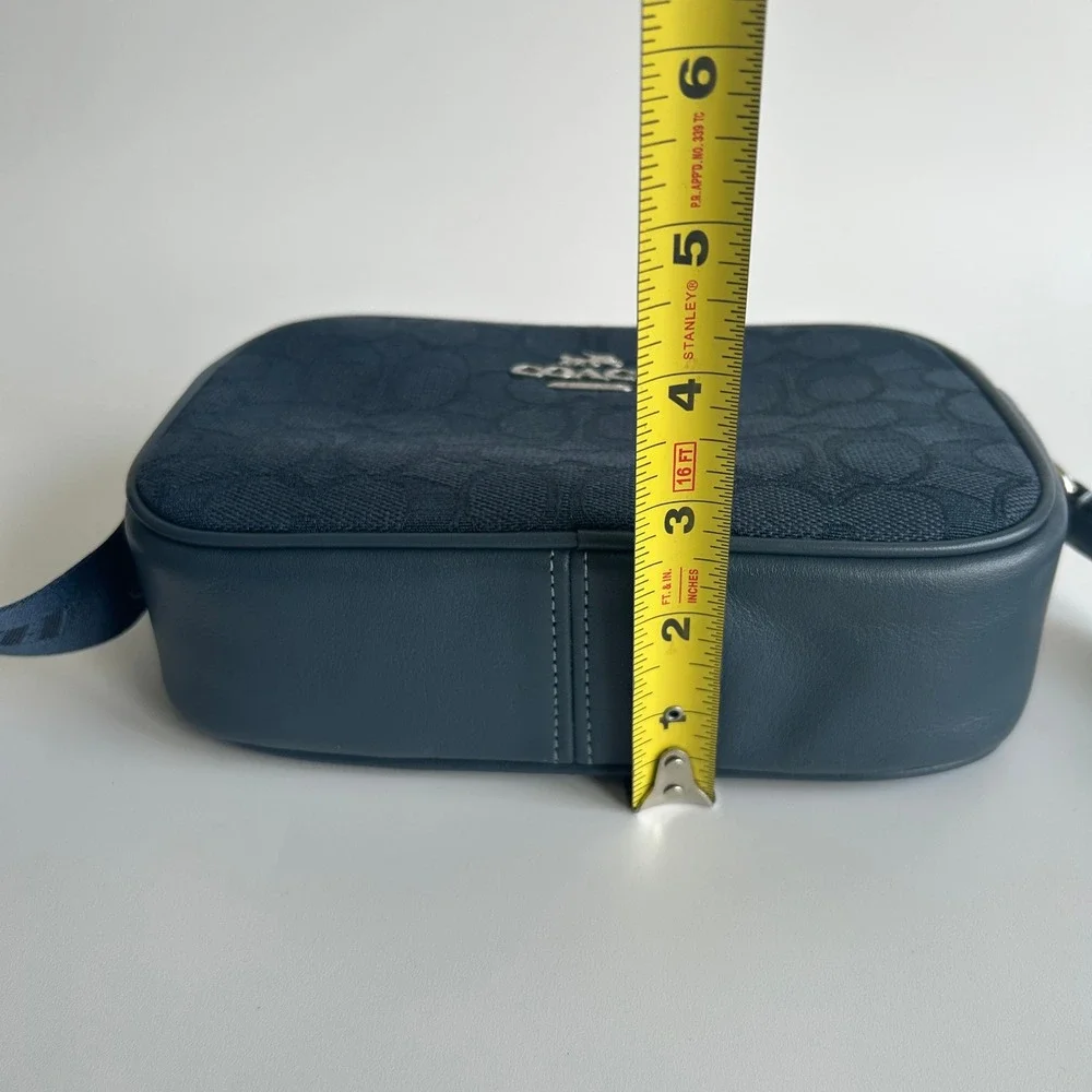 Coach Mini Jamie Camera Bag Blue Signature Jacquard Crossbody CT861